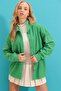 Women's Green Single Pocket Oversize Stamp Shirt ALC-X7264 - 4