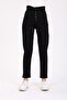 Black High Waist Lycra Belt Gathered Button Detailed Mom Jean Jeans