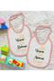 Kids Yesun Oni Mother and Father Designed 2-Piece Pink Baby Bib-1 - 2