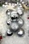 8-Piece Silver Color Cici Ball 8 Cm Glitter Matte Shiny Embossed Gray Silver Christmas New Year Pine Tree Ornament - 6