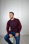 Interview O Neck Patterned Claret Red Navy Blue Knitwear Sweater - 4