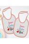 Kids 2-Piece Pink Baby Bib with Mom, Dad and Me Design-1