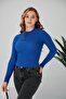Women's 2-Piece Halter Neck Long Sleeve Ribbed Crop Blouse Set - 2