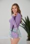 Women's 2-Piece Halter Neck Long Sleeve Ribbed Crop Blouse Set - 5