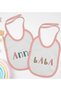 Kids 2-Piece Pink Baby Bib with Mother and Father Design-1