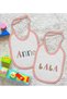 Kids 2-Piece Pink Baby Bib with Mother and Father Design-1 - 2