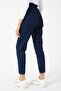Navy Blue High Waist Lycra Button Detailed Mom Jean Jeans - 5