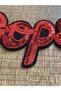 8x4 Cm Sequined Oops Lettering Red Iron-on Applique Emblem Patch - 2