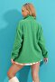 Women's Green Single Pocket Oversize Stamp Shirt ALC-X7264 - 5