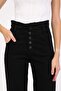 Black High Waist Lycra Belt Gathered Button Detailed Mom Jean Jeans - 3