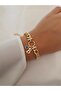 Zircon Stone Ring Model B Letter and Evil Eye Hanging Ring Bracelet - 2