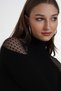 Women's Black Shoulder Polka Dot Tulle Detailed Blouse - 2
