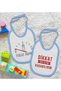 Kids 2-Piece Blue Baby Bib with Full Baby and I Can Vomit Design-1 - 2