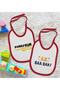 Kids Az Baa Bak Ve Donayrum Designed 2-Piece Red Baby Bib-1 - 2