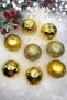 Pack of 8 Gold Colored Cute Balls 8 Cm Glittery Matte Shiny Embossed Golden Yellow Christmas Pine Tree Ornament - 2