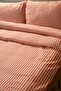 Orange Striped Linen Double Duvet Cover Pillow Set 200x220 Cm - 5