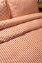 Orange Striped Linen Double Duvet Cover Pillow Set 200x220 Cm - 6