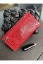 Crocodile Patterned Genuine Leather Red Women's Wallet with Plenty of Eyelets - 5