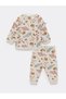 Crew Neck Long Sleeve Printed Baby Girl Sweatshirt and Sweatpants Set of 2 - 4