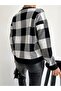 Stylish Black Color Plaid Pattern Round Collar Loose Cut Sweater 0122 - 5