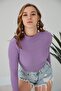 Women's 2-Piece Halter Neck Long Sleeve Ribbed Crop Blouse Set - 6