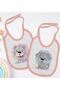 Set of 2 Pink Food Bibs with Cute Cat and Dog Designs-1