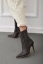 Brown Matte Women's Boots & Booties with Rubber Detail, High Heels - 4