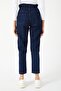 Navy Blue High Waist Lycra Button Detailed Mom Jean Jeans - 4