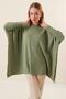 15783 Slit Poncho Sweater - Çağla - 5