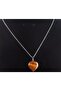 Heart Tiger Eye Natural Stone Necklace Steel Chain - 2