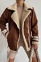 Belted Fur Collar Suede Jacket Tan