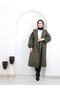 Women's Hijab Coat with Gathered Sleeves and Belted\cache Coat - 4