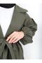 Women's Hijab Coat with Gathered Sleeves and Belted\cache Coat - 7