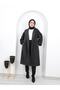 Belted Women's Hijab Coat with Gathered Sleeves - 3