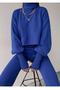 Hand-stitched Knitwear Crop and High Waist Cobalt Blue Knitwear Trousers Set 015 - 3
