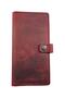 Handmade Unisex Real Leather Long Phone Wallet Crazy (Tumbled) Red - 2