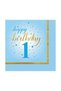 1 Year Old Boy Birthday Party Set for 8 Persons with Blue Numbers and White Balloons (plates, glasses, napkins etc.) - 6