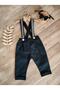 Navy Blue Plaid Suspender Boy's Trousers Salopet Birthday 1 Year Old - 3