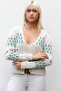 Women's Beige V-Neck Long Sleeve Buttoned Regular Oversize Casual Acrylic Knitwear Cardigan - 5