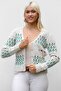 Women's Beige V-Neck Long Sleeve Buttoned Regular Oversize Casual Acrylic Knitwear Cardigan - 8