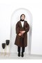 Belted Women's Hijab Coat with Gathered Sleeves - 4