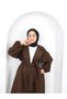 Belted Women's Hijab Coat with Gathered Sleeves - 7