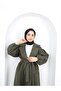 معطف حجاب نسائي بأكمام مجمعة بحزام - 6