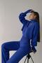 Hand-stitched Knitwear Crop and High Waist Cobalt Blue Knitwear Trousers Set 015 - 4