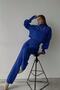 Hand-stitched Knitwear Crop and High Waist Cobalt Blue Knitwear Trousers Set 015 - 6