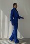 Turtleneck Embroidered Flexible Blue Knitwear Sweater And High Waist Blue Knitwear Trousers Set 015 - 7