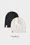 Black - Ecru 2-Piece Rib Beanie
