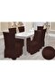 6 Pieces Elastic Chair Cover with Wrinkled Skirt_dark Brown