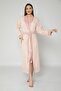 Salmon Size Embroidered Curl Bamboo Cotton Women's Bathrobe Dressing Gown - 2