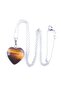 Heart Tiger Eye Natural Stone Necklace Steel Chain - 3